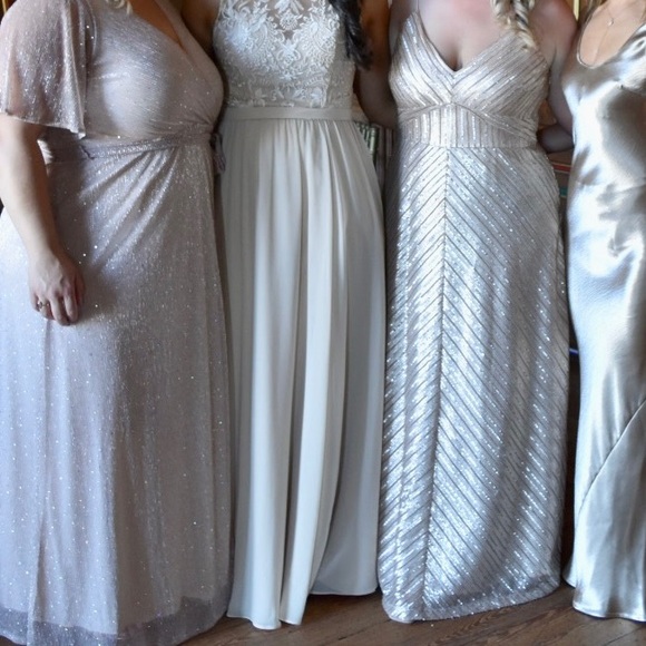 Adrianna Papell Gold sequined formal gown size 14 - Picture 9 of 11